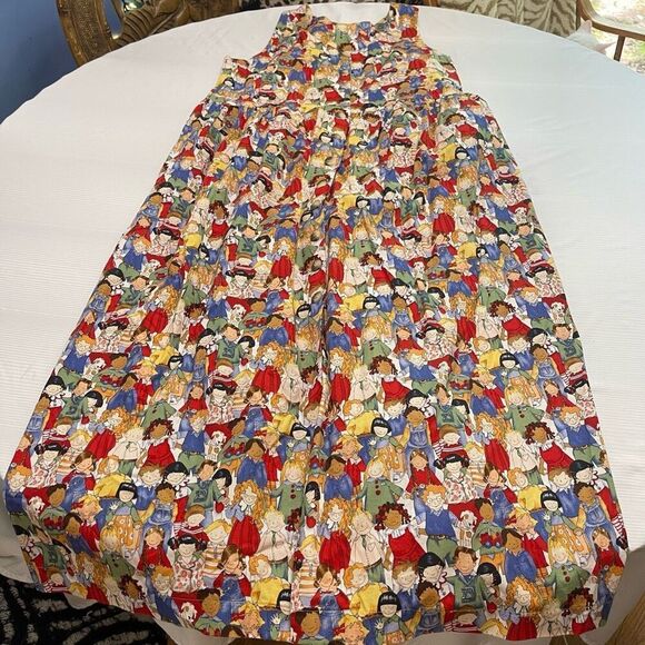 Kade Collection Vintage Women's Kids Holding Hand Print Dress Size Large - Picture 1 of 6